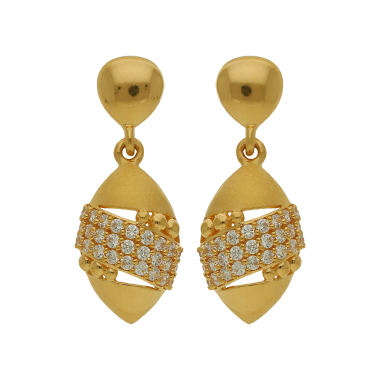 Sharp Glitter Gold Earring With Stones